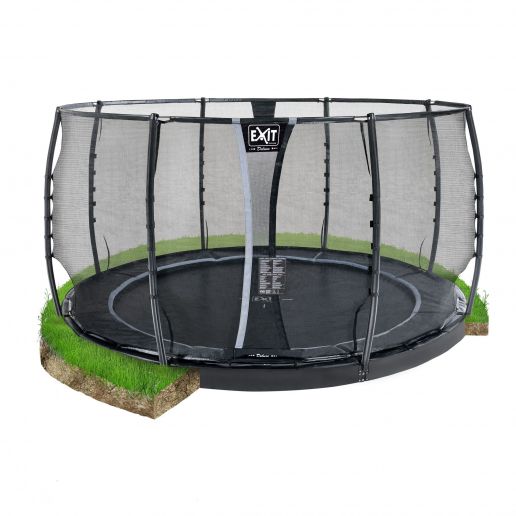 inspanning ga zo door Ijsbeer EXIT Dynamic Groundlevel trampoline 427cm met net Zwart