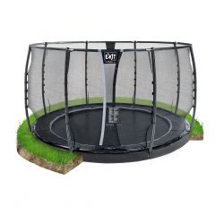 Exit Dynamic Groundlevel trampoline 366 cm met veiligheidsnet zwart