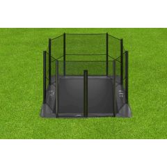 Akrobat Primus Flat to the ground Trampoline 380x250cm met heel net Antraciet