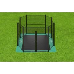 Akrobat Orbit Flat to the Ground trampoline 380x250cm met net Groen