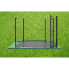 Akrobat Orbit Flat to the ground trampoline 335x244cm met half net Groen