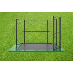 Akrobat Orbit Flat to the ground Trampoline 380x250cm met half net groen 