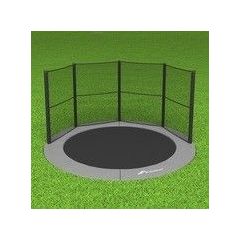 Akrobat Primus Flat to the ground Trampoline 365cm met half net Antraciet