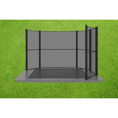 Akrobat Primus Flat to the ground Trampoline 380x250cm met half net Antraciet